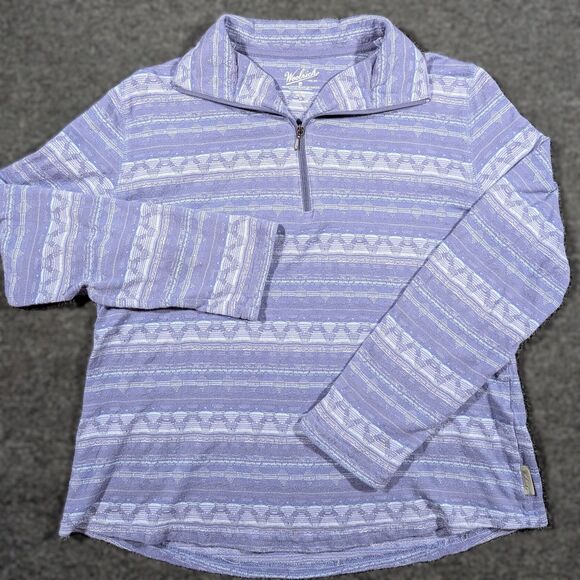 Woolrich Sweaters - Woolrich Womens Petite M Purple Striped 1/4 Zip Shirt Lightweight Sweater Top